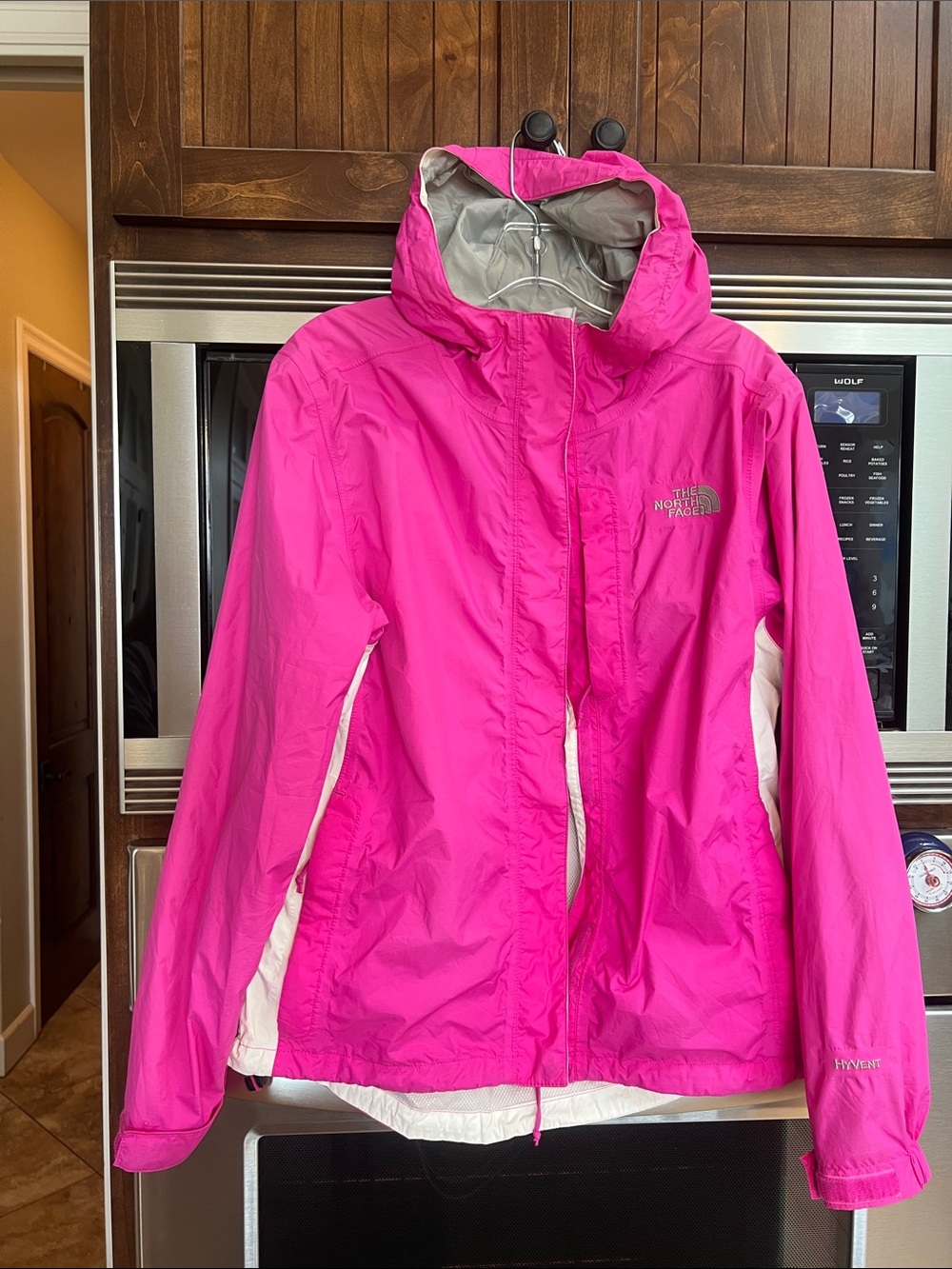 NORTH FACE WMNS HYVENT FULL ZIP VELCRO HOODED RAIN JACKET WATERPROOF BREATHABLE